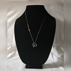 Elegant Blue and Silver Heart Pendant Necklace